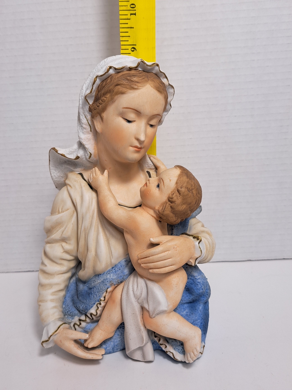 Vintage Mary and Baby Jesus Porcelain Statute Hand-Painted from Japan Circa 1970
